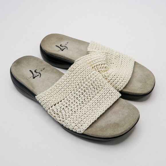 Vintage 90s LifeStride White Woven Wedge Sandals - Picture 2 of 10